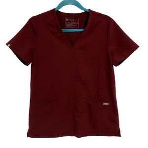 Figs Technical Collection Casma Burgundy‎ 3 Pocket Scrub Top Size S